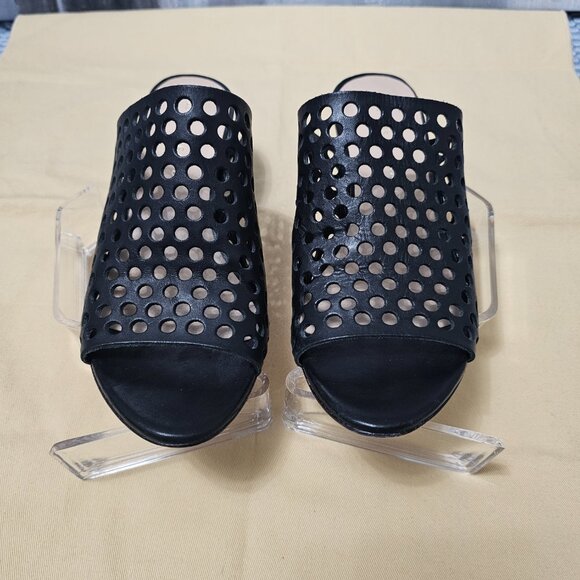 Loeffler Randall Black Perforated Leather Slip On , Open Toe Heels - Size 6 - Picture 6 of 9